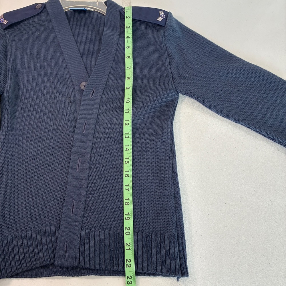 Military Equipment Cardigan Sweater Mens 30R Blue Epaulets Elbow Patch Utility - Picture 6 of 11